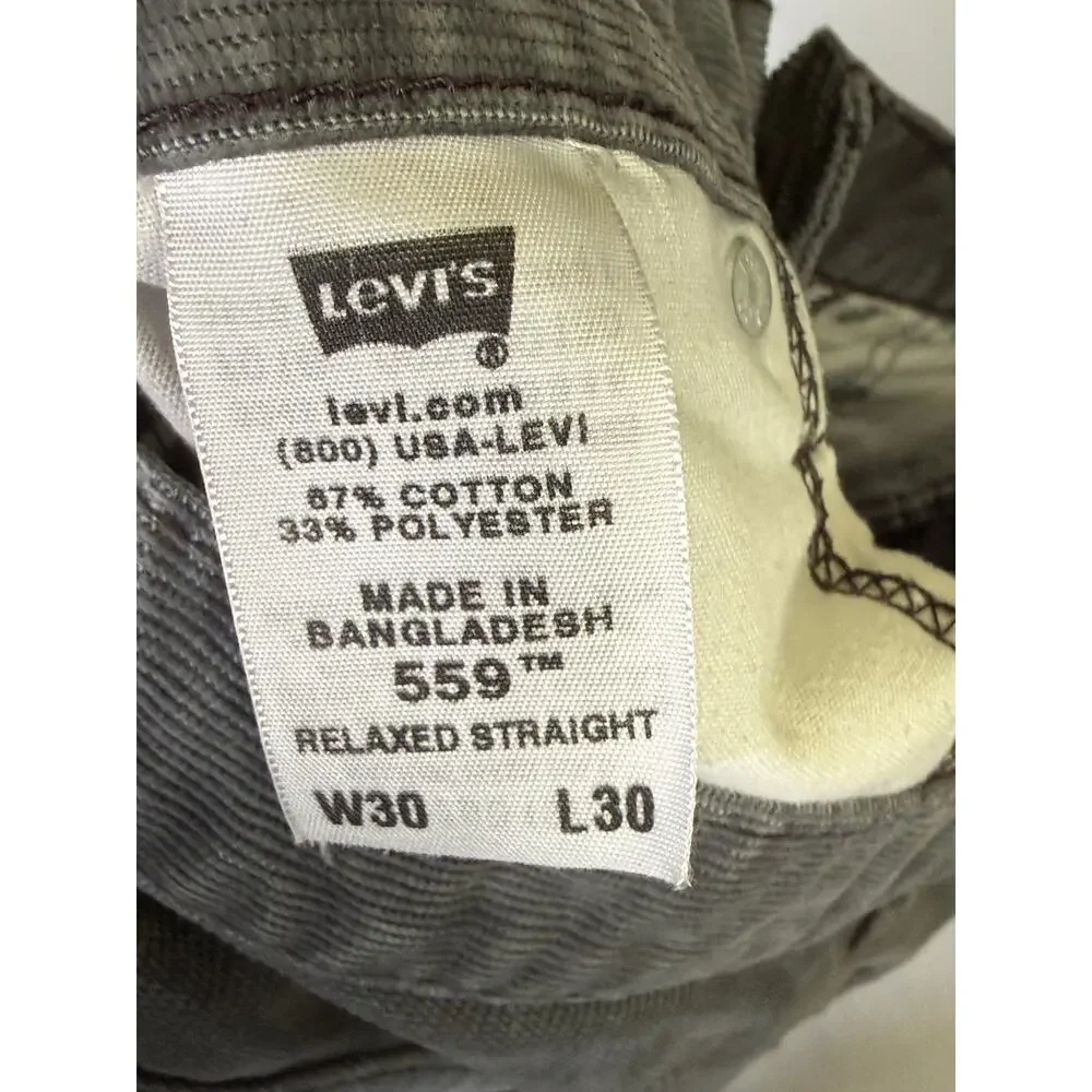 Levi’s 559 Relaxed Straight Gray Corduroy Pants Men’s 30x30 Classic Fit